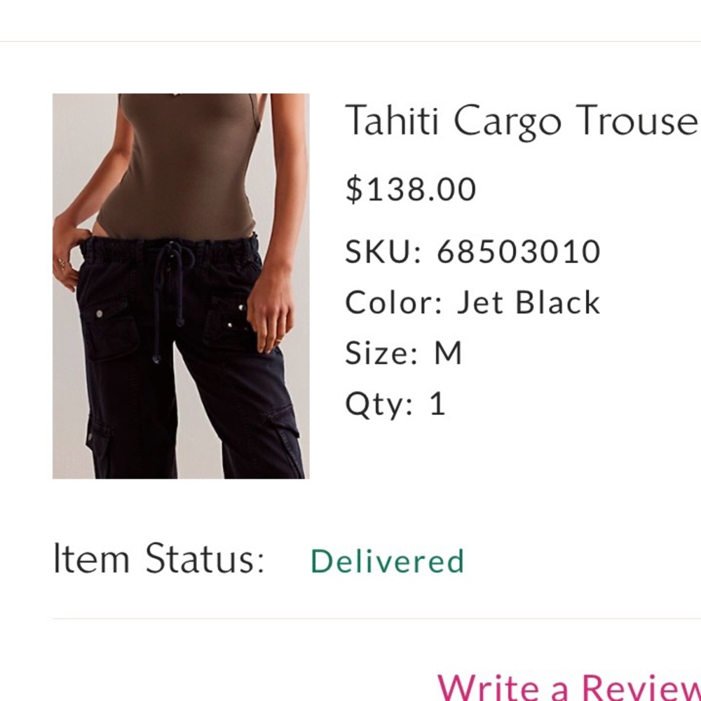 Free People Tahiti  Black Cargo pants  for Women